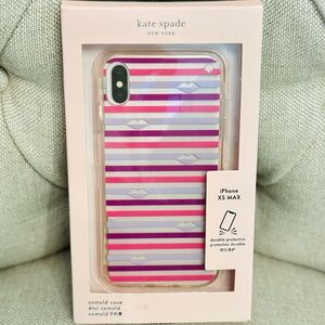 NEW Kate Spade New York Lips with Stripe Phone Case Pink Clear iPhone XS MAX